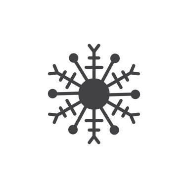 Kar tanesi simge vektör, düz işareti, üzerinde beyaz izole katı piktogram dolu. Kar sembolü, logo illüstrasyon.