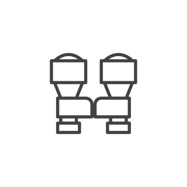 Dürbün satırı simgesi, Anahat vektör işareti üzerinde beyaz izole doğrusal stil piktogram. Alan gözlük sembolü, logo illüstrasyon. Düzenlenebilir kontur