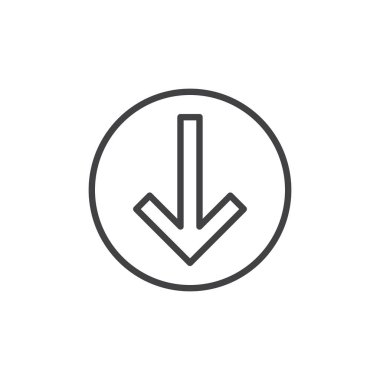 Ok satırı simgesi, Anahat vektör işareti, üzerinde beyaz izole doğrusal stil piktogram. Sembol, logo illüstrasyon indirmek. Düzenlenebilir kontur