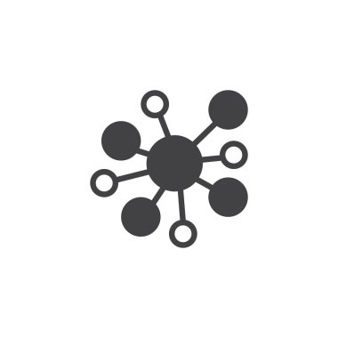 Molekül simge vektör, düz işareti, üzerinde beyaz izole katı piktogram dolu. Atom sembolü, logo illüstrasyon