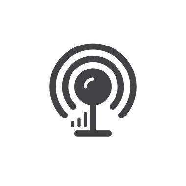 Kablosuz sinyal anten basit simgesi, dolu düz işareti, katı glif piktogram. İletişim kulesi sembolü, vektör çizim