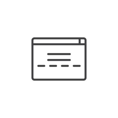 Web tarayıcı penceresi satırı simgesi, vektör işareti, anahat üzerinde beyaz izole doğrusal stil piktogram. Sembol, logo illüstrasyon. Düzenlenebilir kontur