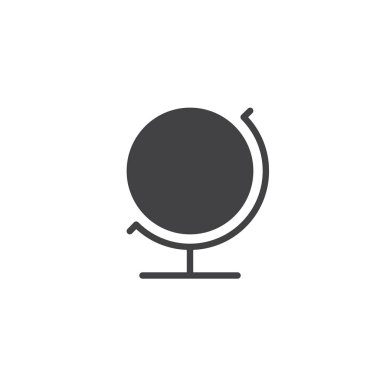 Dünya küre simge vektör, dolu düz işareti, üzerinde beyaz izole katı piktogram. Coğrafi küre sembolü, logo illüstrasyon.