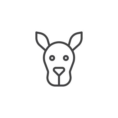 Kanguru zeka çizgisi simgesi, Anahat vektör işareti üzerinde beyaz izole doğrusal stil piktogram. Kanguru sembolü, logo illüstrasyon yüz. Düzenlenebilir kontur