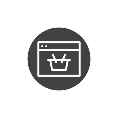 Online alışveriş simge vektör, düz işareti, üzerinde beyaz izole katı piktogram dolu. Sembol, logo illüstrasyon.