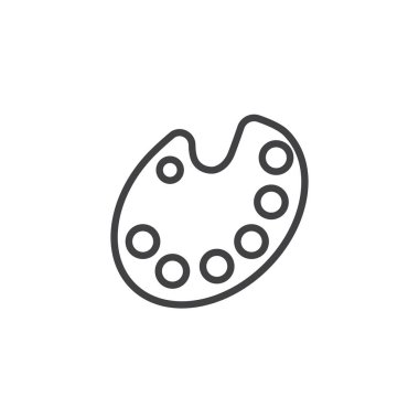 Renk paleti satırı simgesi, vektör işareti, anahat üzerinde beyaz izole doğrusal stil piktogram. Resim paleti sembolü, logo illüstrasyon. Düzenlenebilir kontur