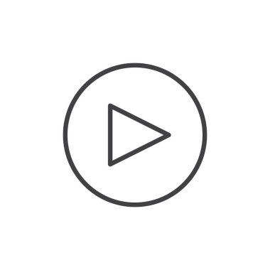 Düğme satırı simgesi oynamak, vektör işareti, anahat üzerinde beyaz izole doğrusal stil piktogram. Sembol, logo illüstrasyon. Düzenlenebilir kontur