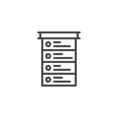 Denetim listesi satırı simgesi, Anahat vektör işareti üzerinde beyaz izole doğrusal stil piktogram. Form sembolü, logo illüstrasyon. Düzenlenebilir kontur