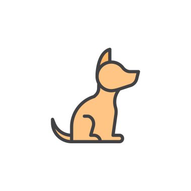 Köpek dolu anahat simgesini, çizgi vektör işareti, üzerinde beyaz izole doğrusal renkli sembol. Sembol, logo illüstrasyon. Piksel mükemmel vektör grafikleri