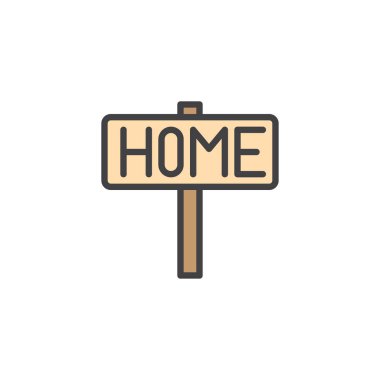 Ev tabelasını doldurulmuş anahat simgesini, çizgi vektör işareti, üzerinde beyaz izole doğrusal renkli sembol. Sembol, logo illüstrasyon. Piksel mükemmel vektör grafikleri