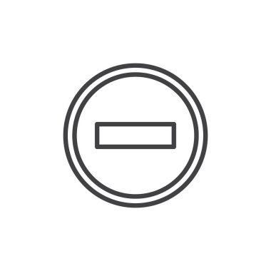 Hiçbir giriş yol işareti simgesi, satır Anahat vektör işareti, üzerinde beyaz izole doğrusal stil piktogram. Sembol, logo illüstrasyon. Düzenlenebilir kontur