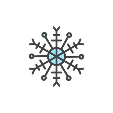 Kar tanesi doldurulmuş anahat simgesini, çizgi vektör işareti, üzerinde beyaz izole doğrusal renkli sembol. Kar sembolü, logo illüstrasyon. Piksel mükemmel vektör grafikleri