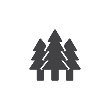 Ladin ormanı simge vektör, dolu düz işareti, üzerinde beyaz izole katı piktogram. Evergreen kozalaklı ağaç sembolü, logo illüstrasyon