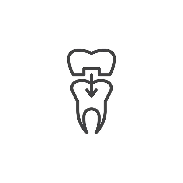 Dental Tooth Crown Line Icon Outline Vector Sign Linear Style — Stock Vector