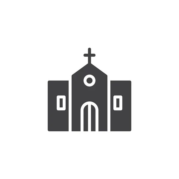 Iglesia Edificio Icono Exterior Vector Lleno Signo Plano Pictograma Sólido — Vector de stock