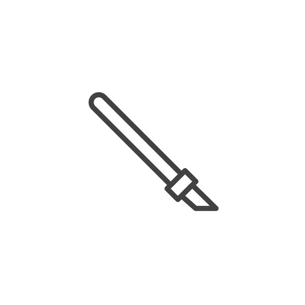 カッター ナイフ線アイコン アウトライン ベクトル記号 直線的なスタイルのピクトグラムが白で隔離 ペーパー カッターのシンボル ロゴの図 編集可能なストローク — ストックベクタ