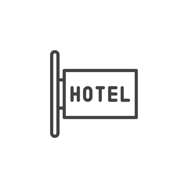 Icono Línea Letrero Del Hotel Signo Vector Contorno Pictograma Estilo — Vector de stock