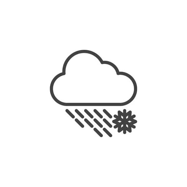 Піктограма Контуру Хмари Снігопадів Знак Лінійного Стилю Мобільної Концепції Веб — стоковий вектор