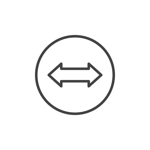 左右箭头线图标 轮廓矢量符号 线性样式象形文字隔离在白色 两个侧面箭头符号 徽标插图 可编辑笔画 — 图库矢量图片