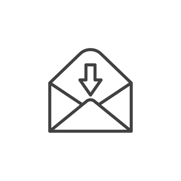 接收电子邮件行图标 轮廓矢量符号 线性样式的象形图隔离在白色 传入的消息符号 徽标插图 可编辑笔画 — 图库矢量图片