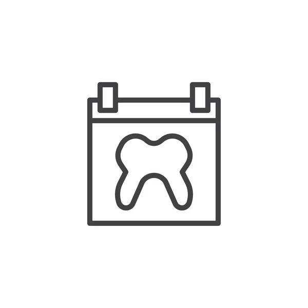 Página Calendário Com Ícone Linha Dente Humano Sinal Vetor Contorno —  Vetores de Stock