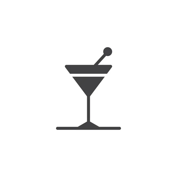 Verre Cocktail Vecteur Icône Plein Signe Plat Pictogramme Solide Isolé — Image vectorielle