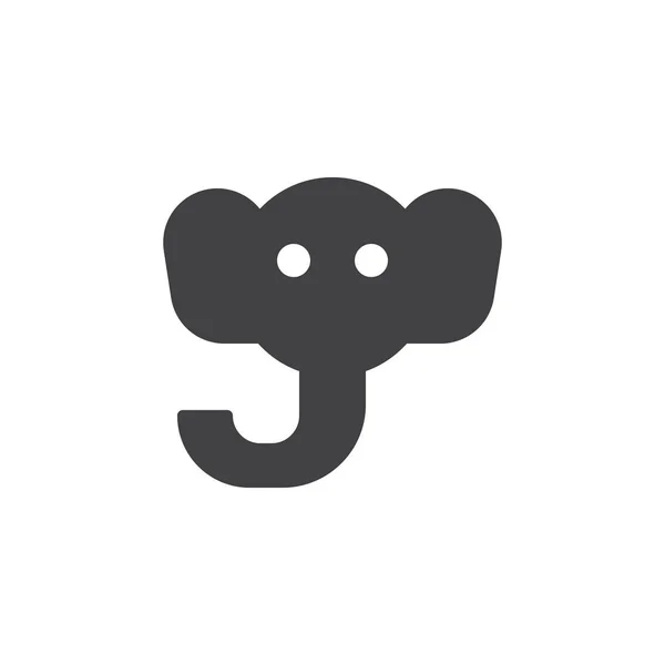 Elefante Cabeza Icono Vector Lleno Signo Plano Pictograma Sólido Aislado — Vector de stock