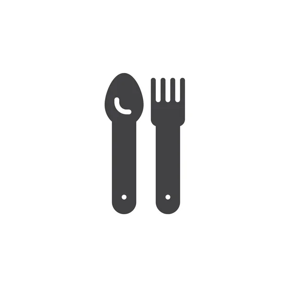 叉子勺子图标向量 填充平面符号 在白色隔离的固体象形图 餐具符号 徽标插图 — 图库矢量图片
