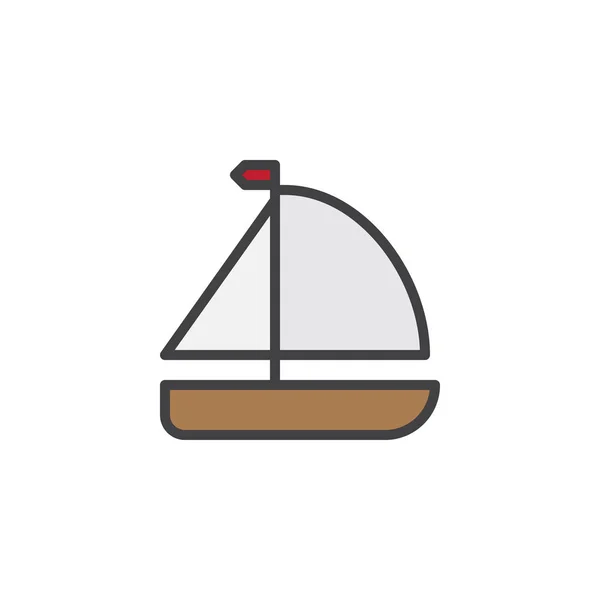 帆船填充轮廓图标 线矢量符号 线性五颜六色的象形文字隔离在白色 游艇旅行符号 徽标插图 像素完美矢量图形 — 图库矢量图片
