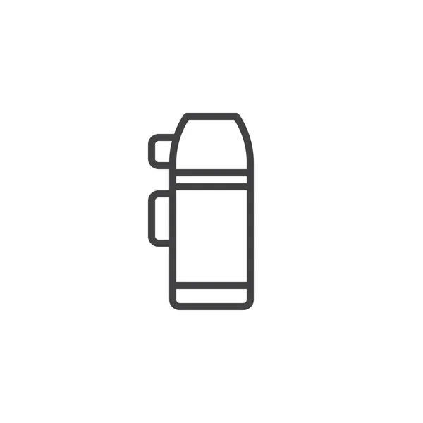 魔法瓶線アイコン アウトライン ベクトル記号 直線的なスタイルのピクトグラムが白で隔離 真空フラスコのシンボル ロゴの図 編集可能なストローク — ストックベクタ
