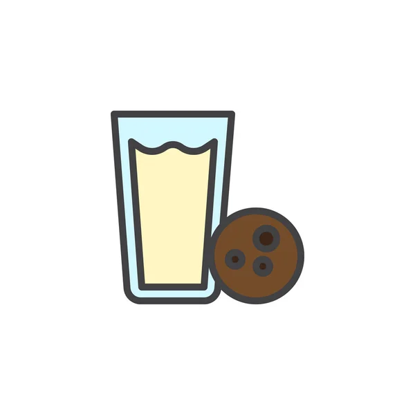 Ποτήρι Γάλα Cookie Γεμάτη Εικονίδιο Διάρθρωσης Σημάδι Διάνυσμα Γραμμή Γραμμική — Διανυσματικό Αρχείο