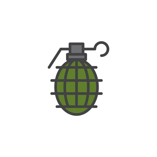 手榴弾は アウトライン アイコン 行ベクトル記号 白で隔離線形のカラフルな絵文字に満ちています 断片のシンボル ロゴの図 ピクセル完璧なベクトル グラフィック — ストックベクタ