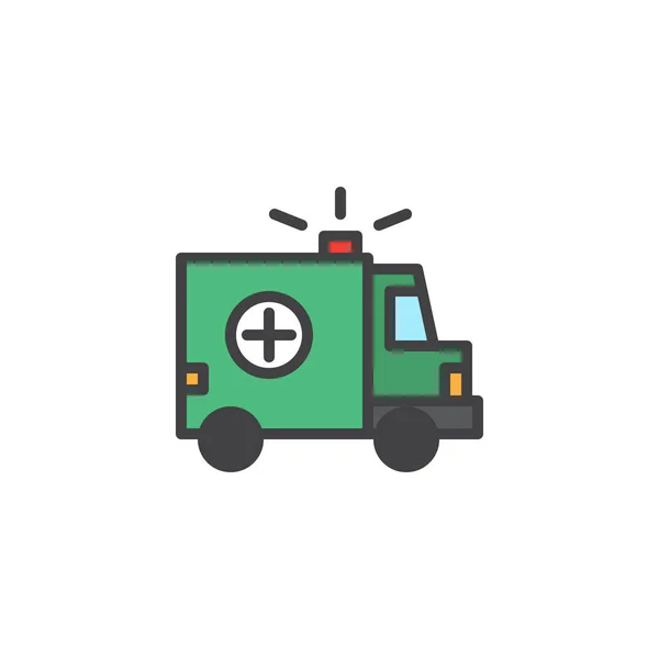 Icône Contour Remplie Voiture Ambulance Signe Vectoriel Ligne Pictogramme Coloré — Image vectorielle