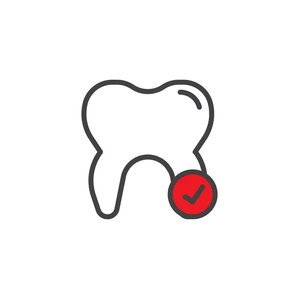 歯いっぱい概要アイコン 行ベクトル記号 白で隔離線形のカラフルな絵文字を確認します 歯科医療のシンボル ロゴの図 ピクセル完璧なベクトル グラフィック — ストックベクタ