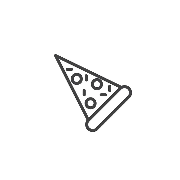 Значок Линии Ломтика Пиццы Очертания Векторного Знака Пиктограмма Линейного Стиля — стоковый вектор