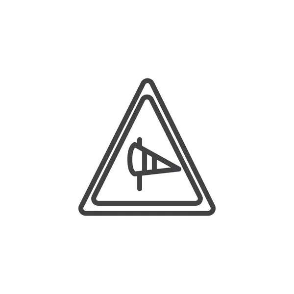 Знак Линии Ветра Стороны Дорожного Знака Очертания Векторного Знака Пиктограмма — стоковый вектор