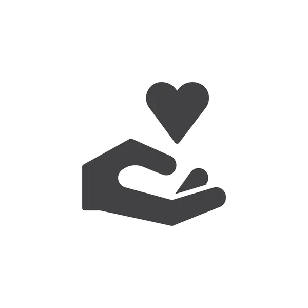 Καρδιά Στο Χέρι Εικονίδιο Διάνυσμα Γεμάτο Σημάδι Επίπεδη Σταθερή Εικονόγραμμα — Διανυσματικό Αρχείο