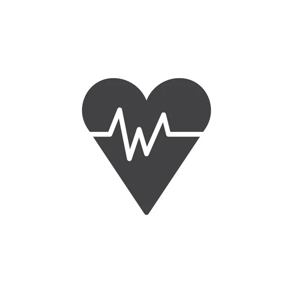 心脏与拍打波图标向量 填充扁平的标志 固体象形文字隔离在白色 心跳符号 徽标插图 — 图库矢量图片