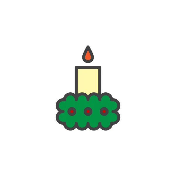 圣诞蜡烛填充轮廓图标 线向量标志 线性五颜六色的象形文字查出在白色 徽标插图 像素完美矢量图形 — 图库矢量图片