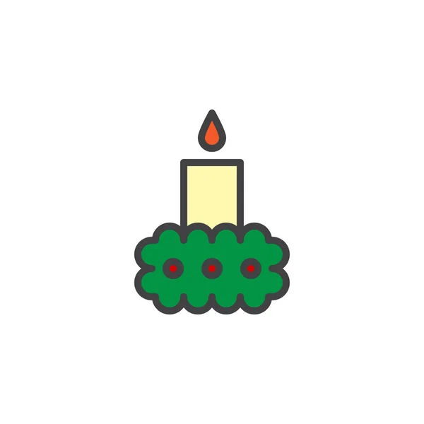 Vela Navidad Llena Icono Del Contorno Signo Vector Línea Pictograma — Archivo Imágenes Vectoriales