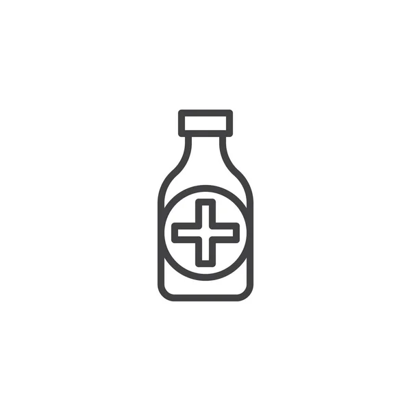 Medizinflaschenliniensymbol Umrissvektorzeichen Lineares Stilpiktogramm Auf Weiß Isoliert Medizinisches Symbol Logo — Stockvektor