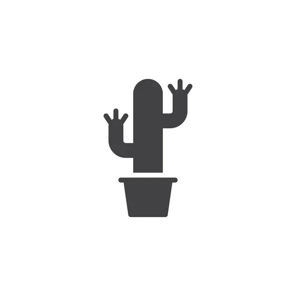 Kaktus Blumentopf Symbol Vektor Gefüllte Flache Zeichen Solides Piktogramm Auf — Stockvektor
