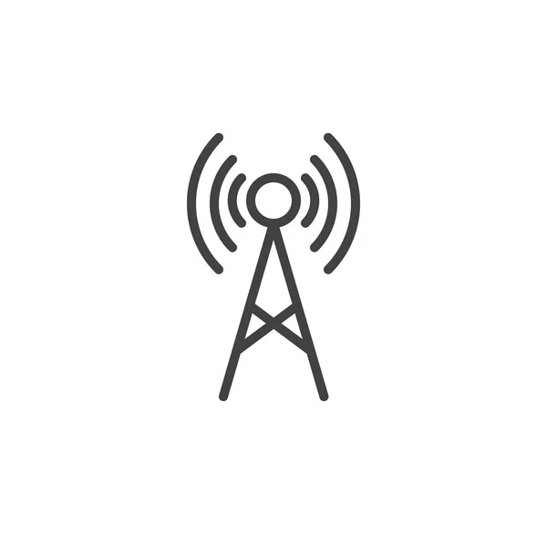 アンテナ線のアイコン アウトライン ベクトル記号 直線的なスタイルのピクトグラムが白で隔離 ラジオ塔のシンボル ロゴの図 編集可能なストローク — ストックベクタ