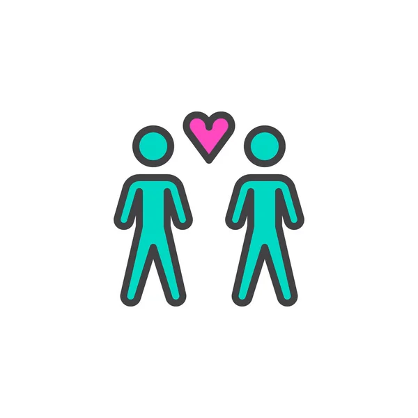 Liebende Homosexuelle Paar Gefüllt Umrisssymbol Linienvektorzeichen Lineares Buntes Piktogramm Isoliert — Stockvektor