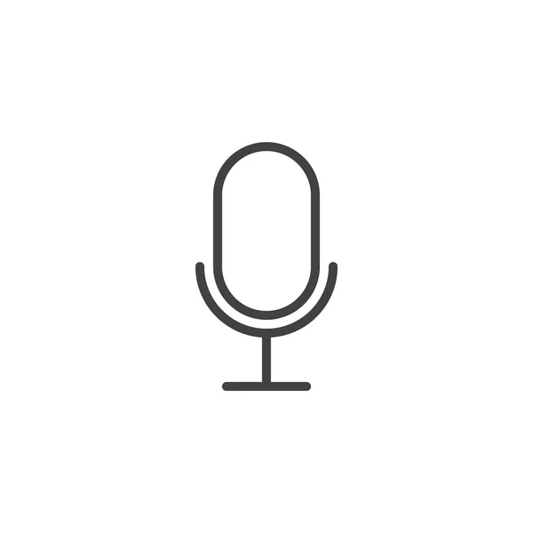 Mikrofon Satırı Simgesi Anahat Vektör Işareti Üzerinde Beyaz Izole Doğrusal — Stok Vektör