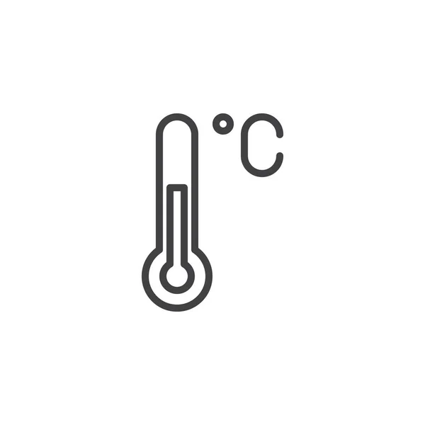 摄氏度温度计轮廓图标 线性风格符号的移动概念和网页设计 温度简单的线矢量图标 徽标插图 像素完美矢量图形 — 图库矢量图片