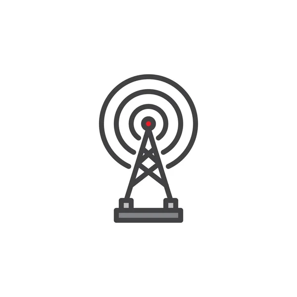 Radar Wireless Antenna Riempito Icona Contorno Segno Vettoriale Linea Pittogramma — Vettoriale Stock