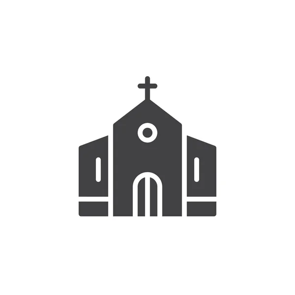 Simge Vektör Bina Kilise Düz Işareti Üzerinde Beyaz Izole Katı — Stok Vektör