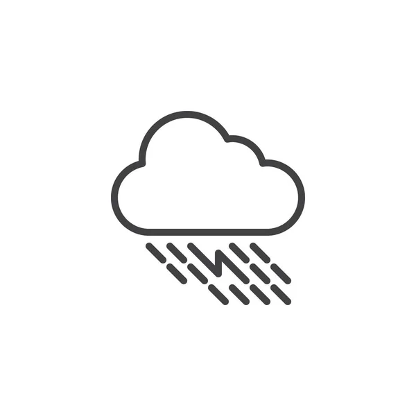 Thunderstorm Rainy Cloud Outline Icon Linear Style Sign Mobile Concept — Stock Vector