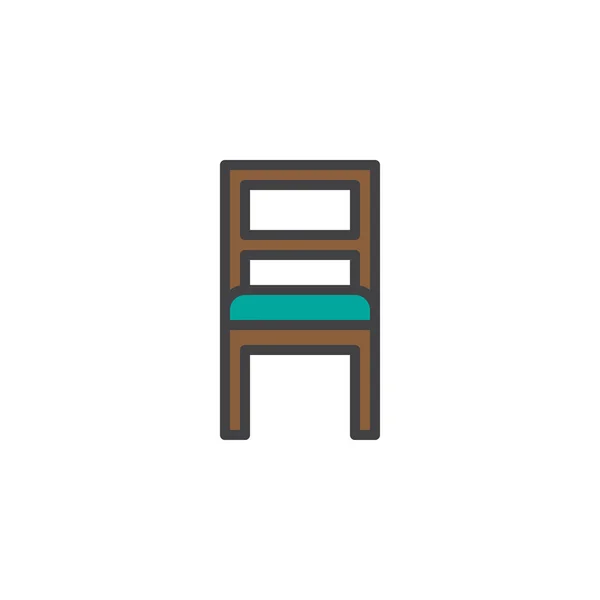 Móveis Cadeira Preenchido Ícone Contorno Sinal Vetor Linha Pictograma Colorido — Vetor de Stock
